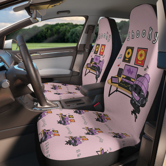 BT21 Shooky Pink Car Seat Cover Single Pattern Combo Design - Identical Set of 2