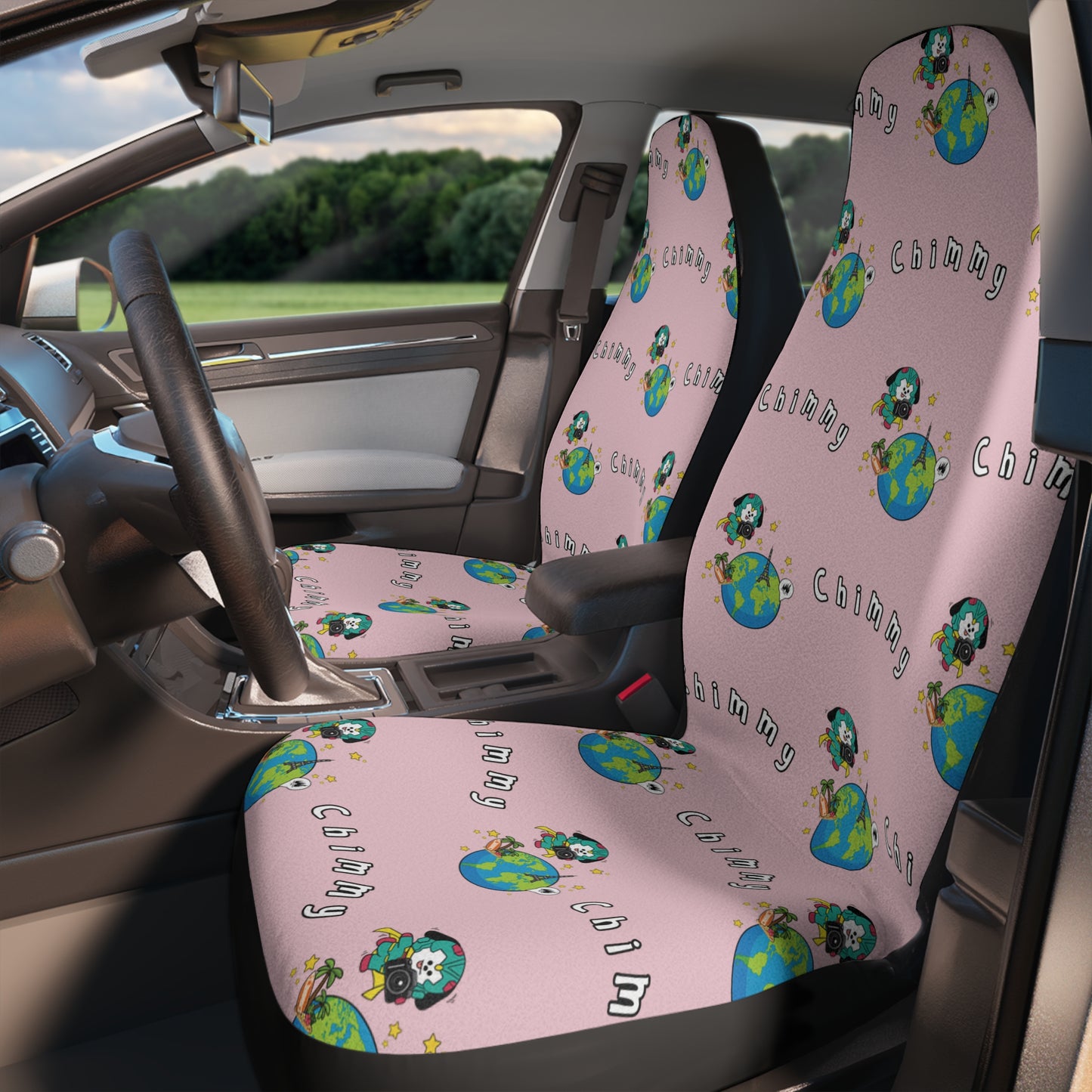 BT21 Chimmy Pink Car Seat Cover Pattern Design - Identical Set of 2