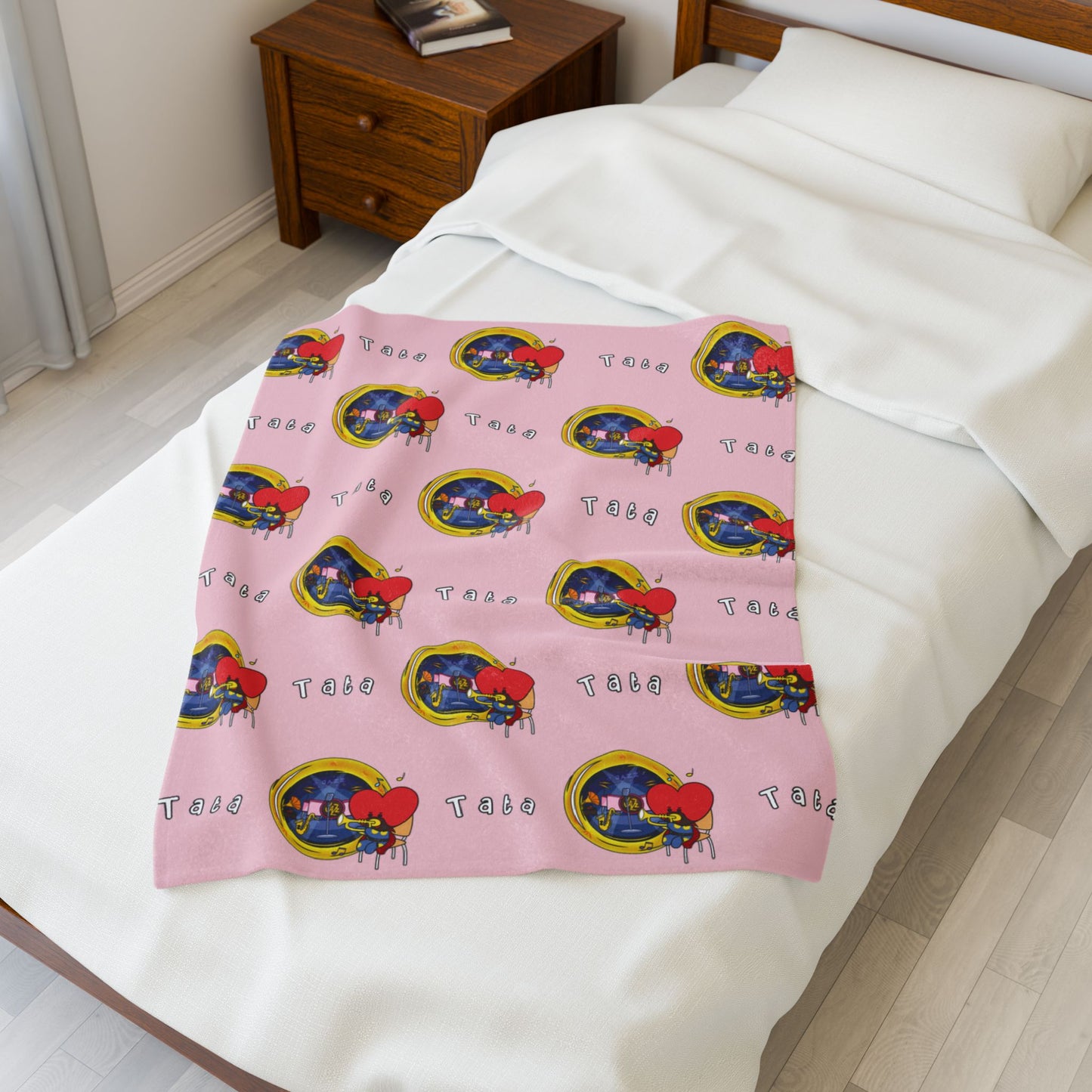 Pink Tata Blanket - BT21 Pattern Design