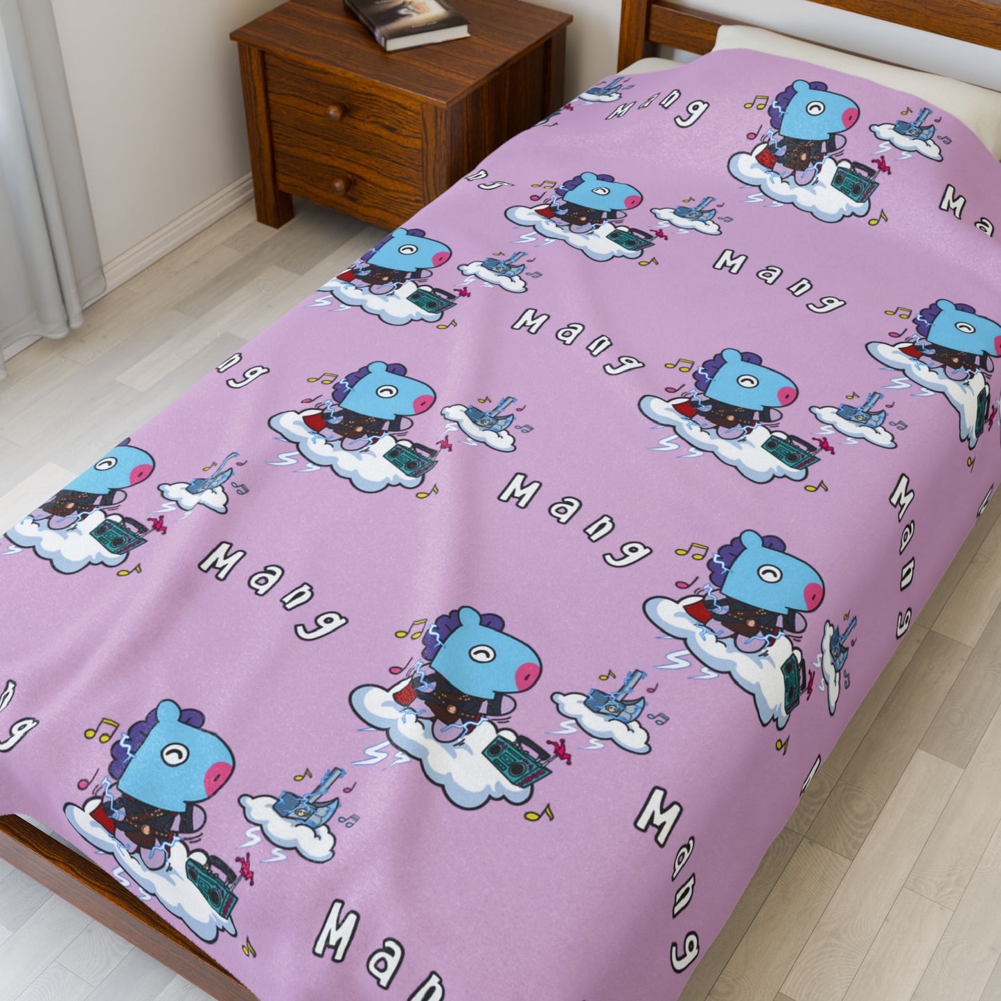 Purple Mang Blanket - BT21 Pattern Design