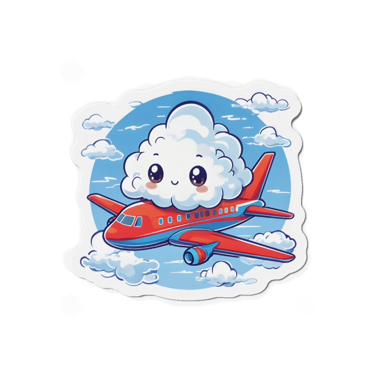 Cloud Riding an Airplane Travel Magnet - Cute & Random