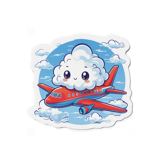 Cloud Riding an Airplane Travel Magnet - Cute & Random
