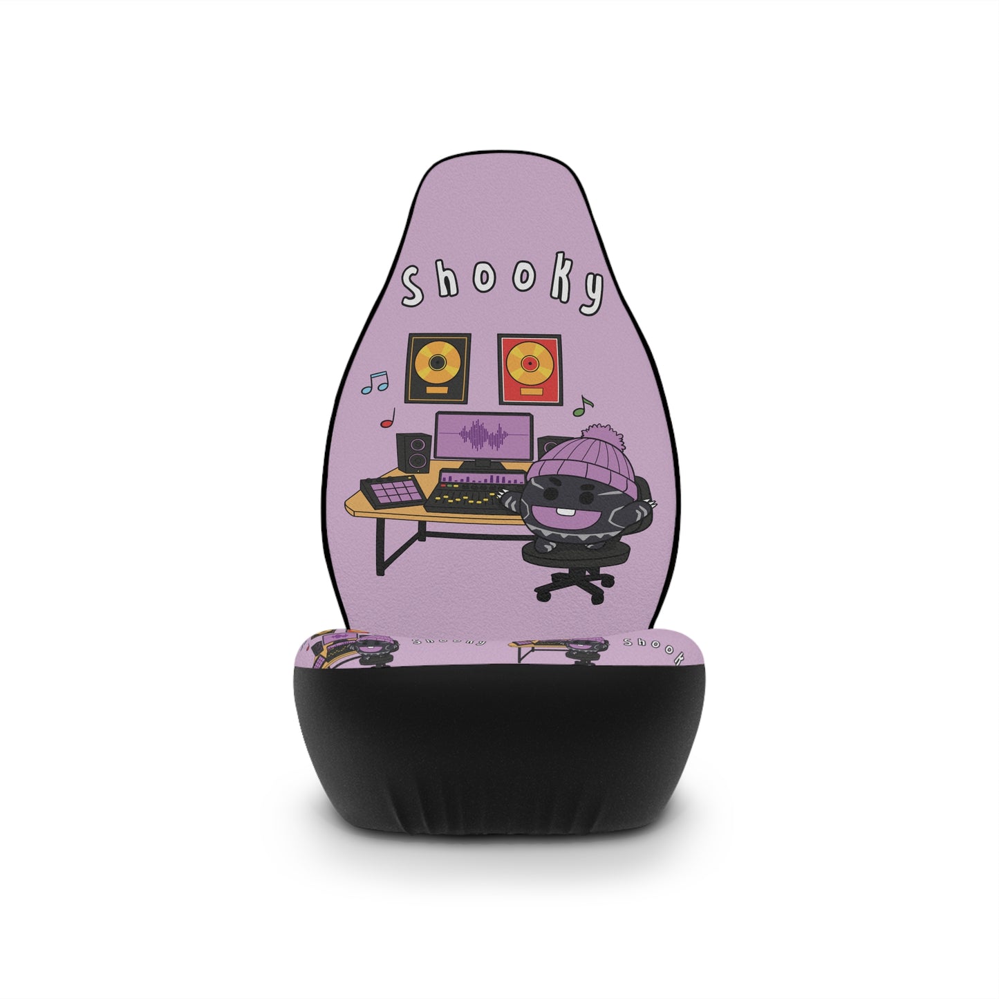 BT21 Shooky Purple Car Seat Cover Single Pattern Combo Design - Identical Set of 2