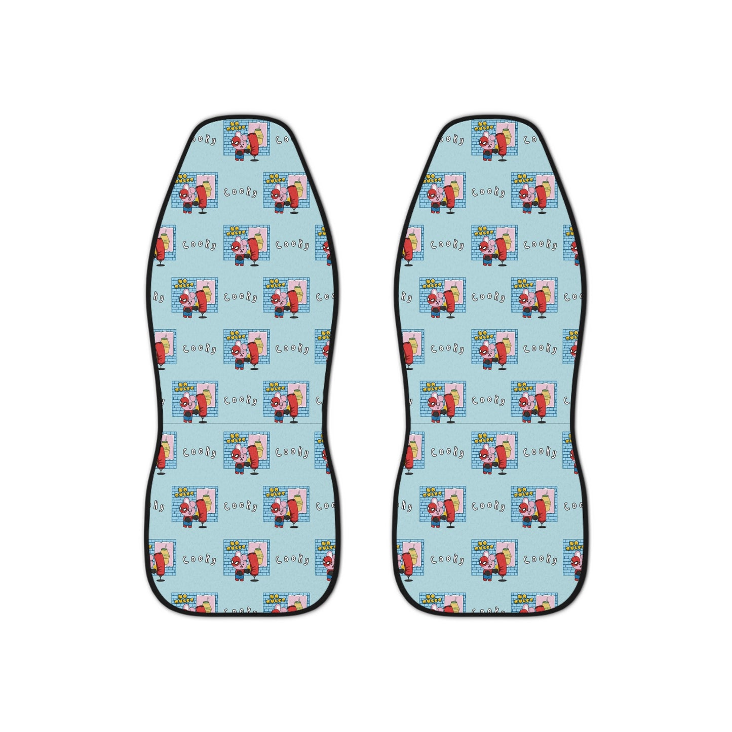 BT21 Cooky Blue Car Seat Cover Pattern Design - Identical Set of 2