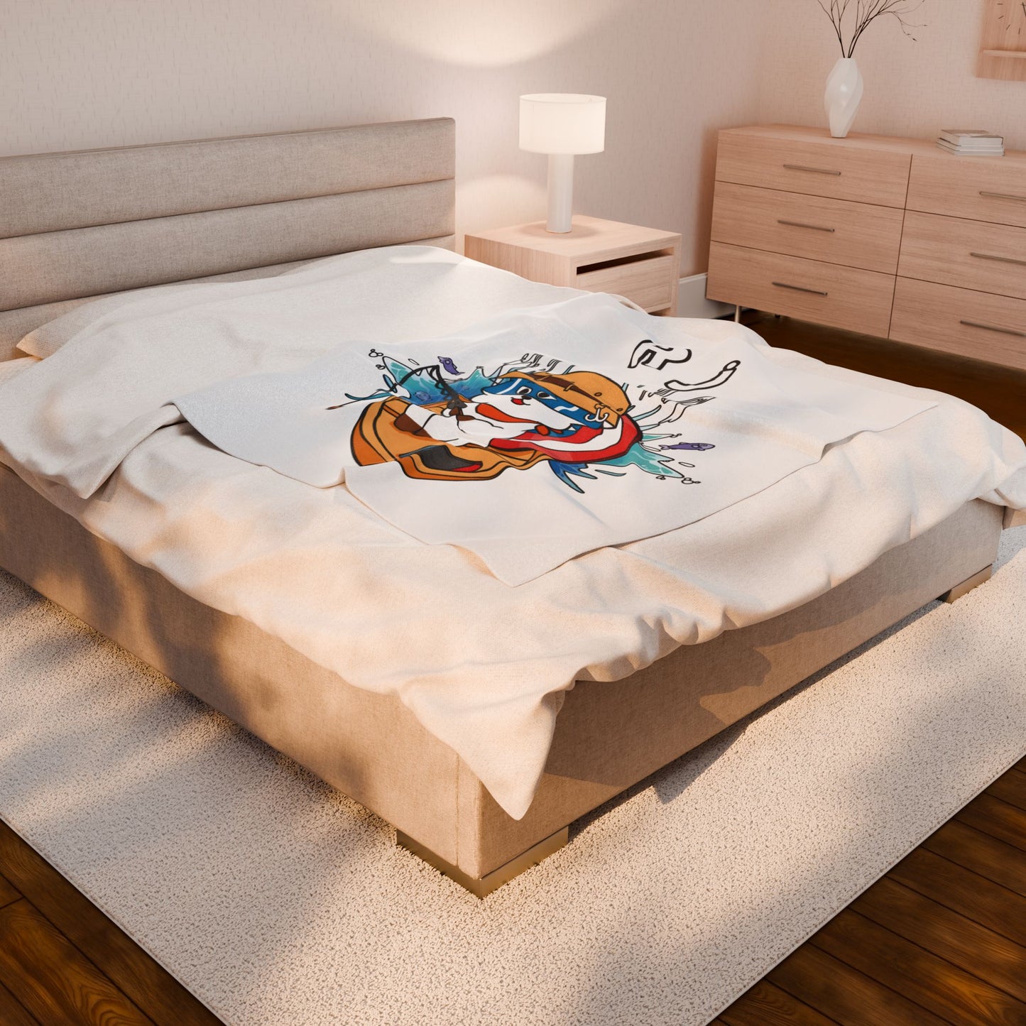 White RJ Blanket - BT21 Single Design