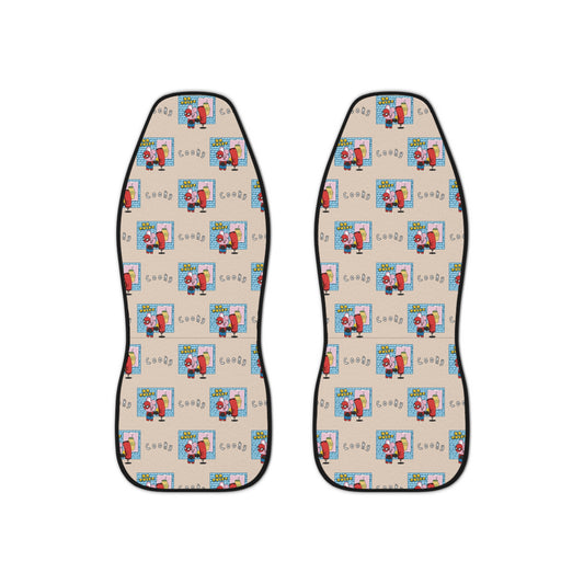BT21 Cooky Beige Car Seat Cover Pattern Design - Identical Set of 2