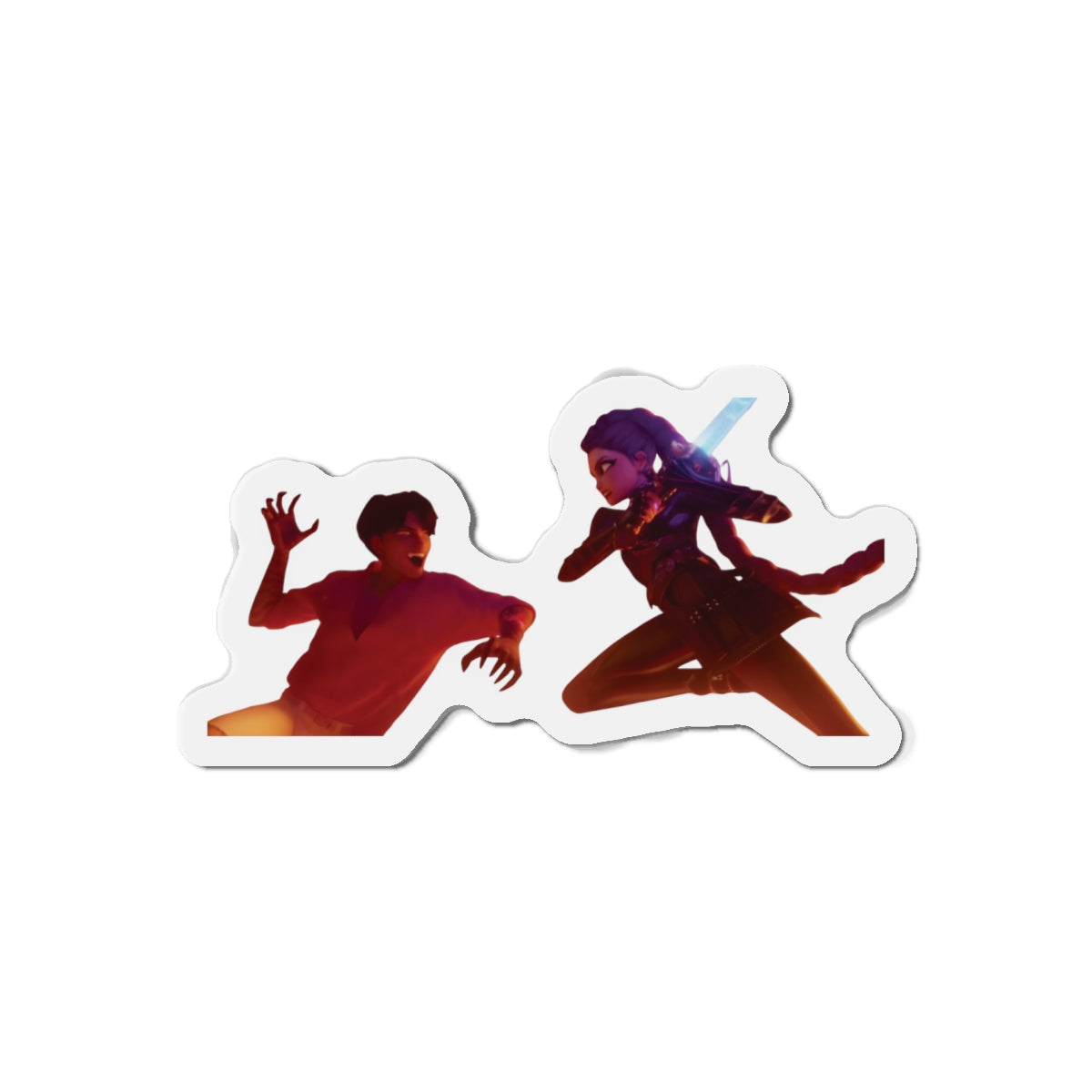 Kpop Demon Hunters Rumi and Jinu Rujinu Fighting in Bathhouse Magnet