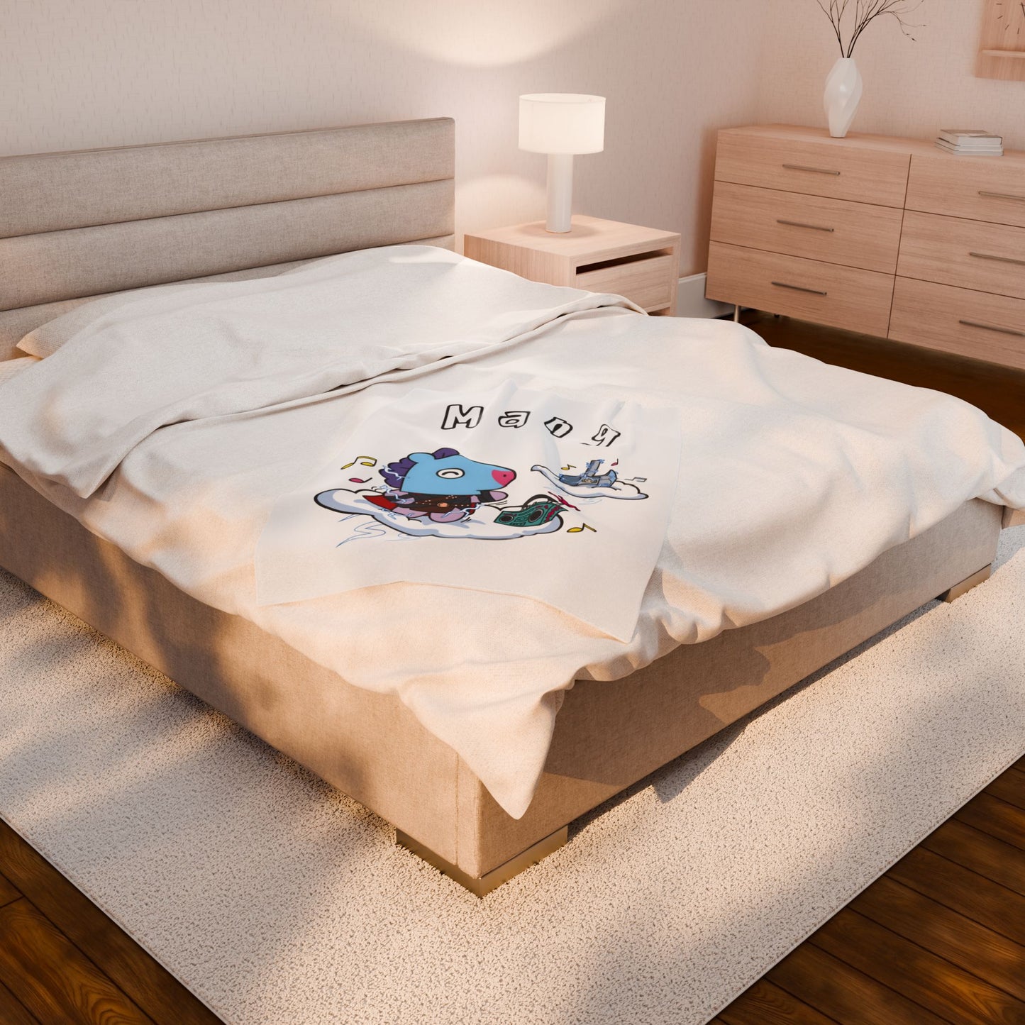 White Mang Blanket - BT21 Single Design