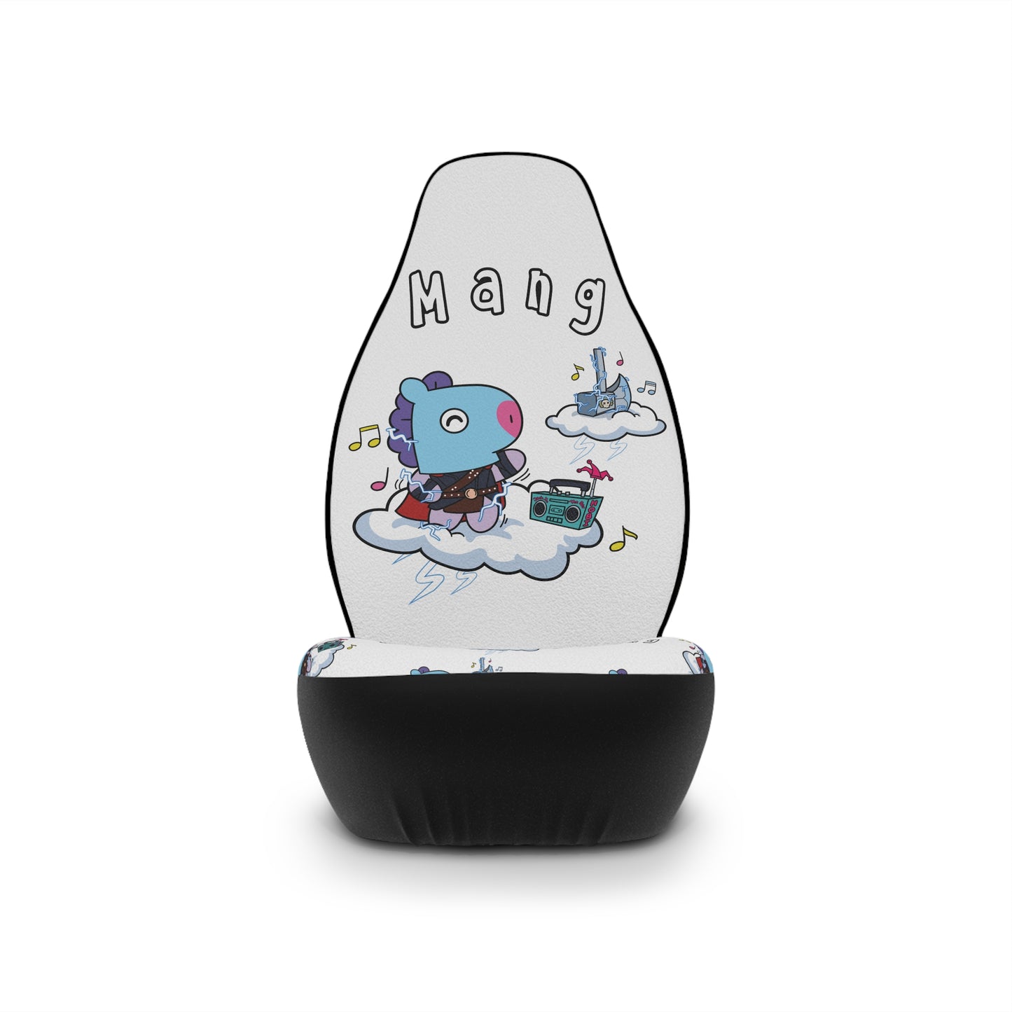 BT21 Mang White Car Seat Cover Single Pattern Combo Design - Identical Set of 2