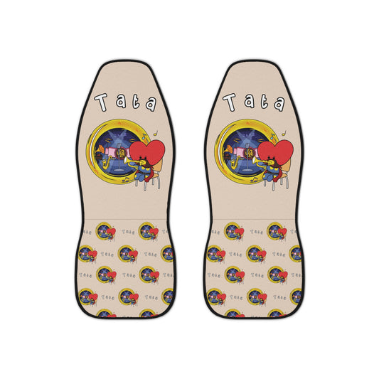 BT21 Tata Beige Car Seat Cover Single Pattern Combo Design - Identical Set of 2