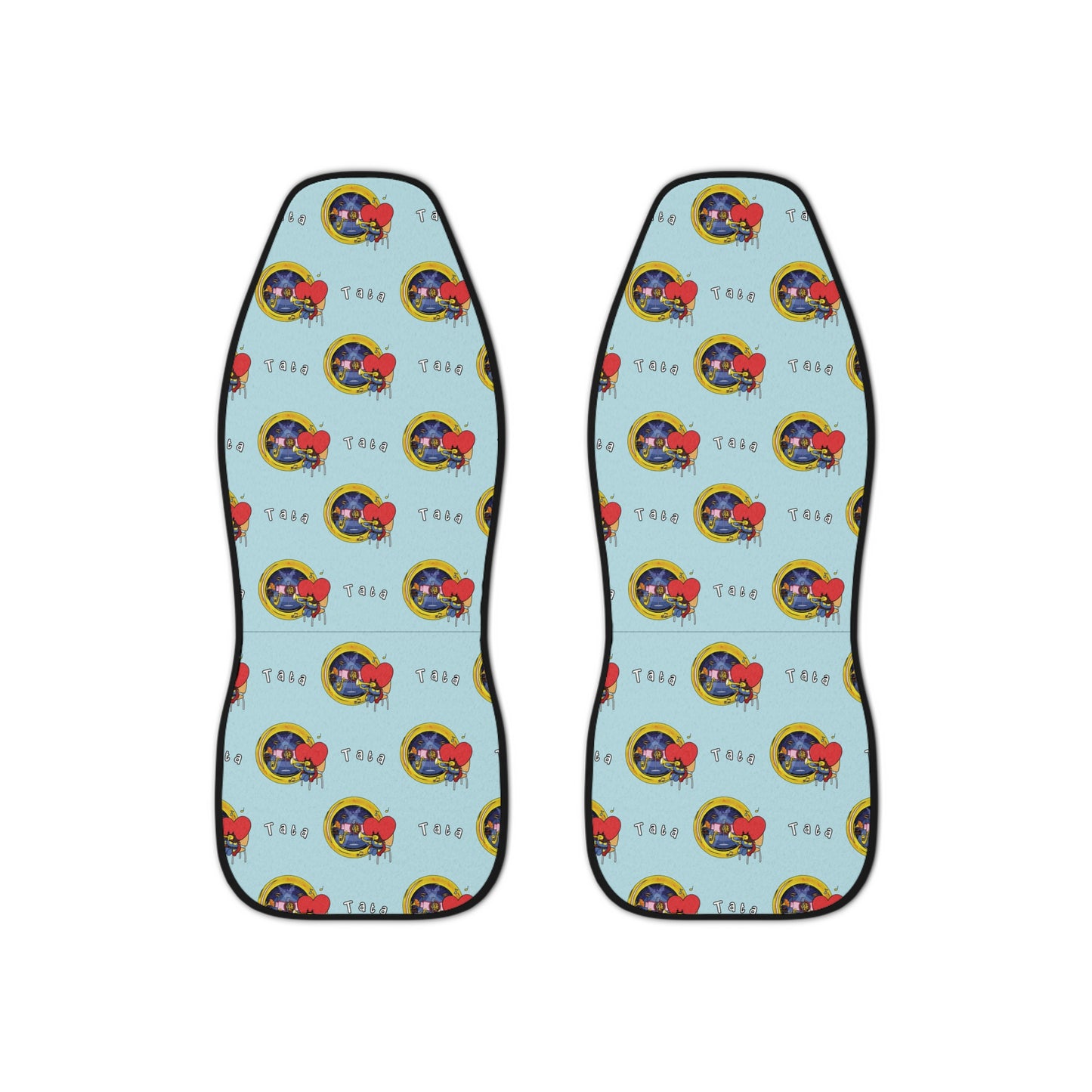 BT21 Tata Blue Car Seat Cover Pattern Design - Identical Set of 2
