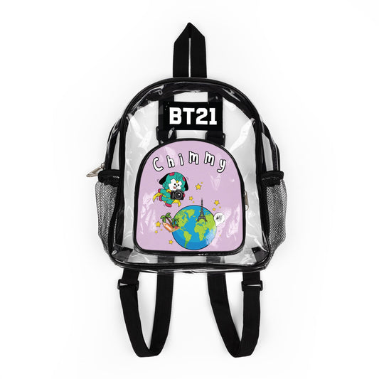 BT21 Chimmy Clear Panel Backpack (Purple Colored Front) — Not Stadium Approved