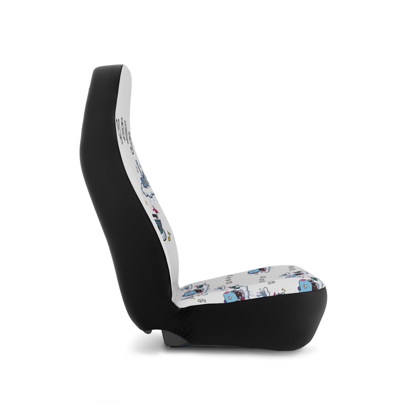 BT21 Mang White Car Seat Cover Single Pattern Combo Design - Identical Set of 2