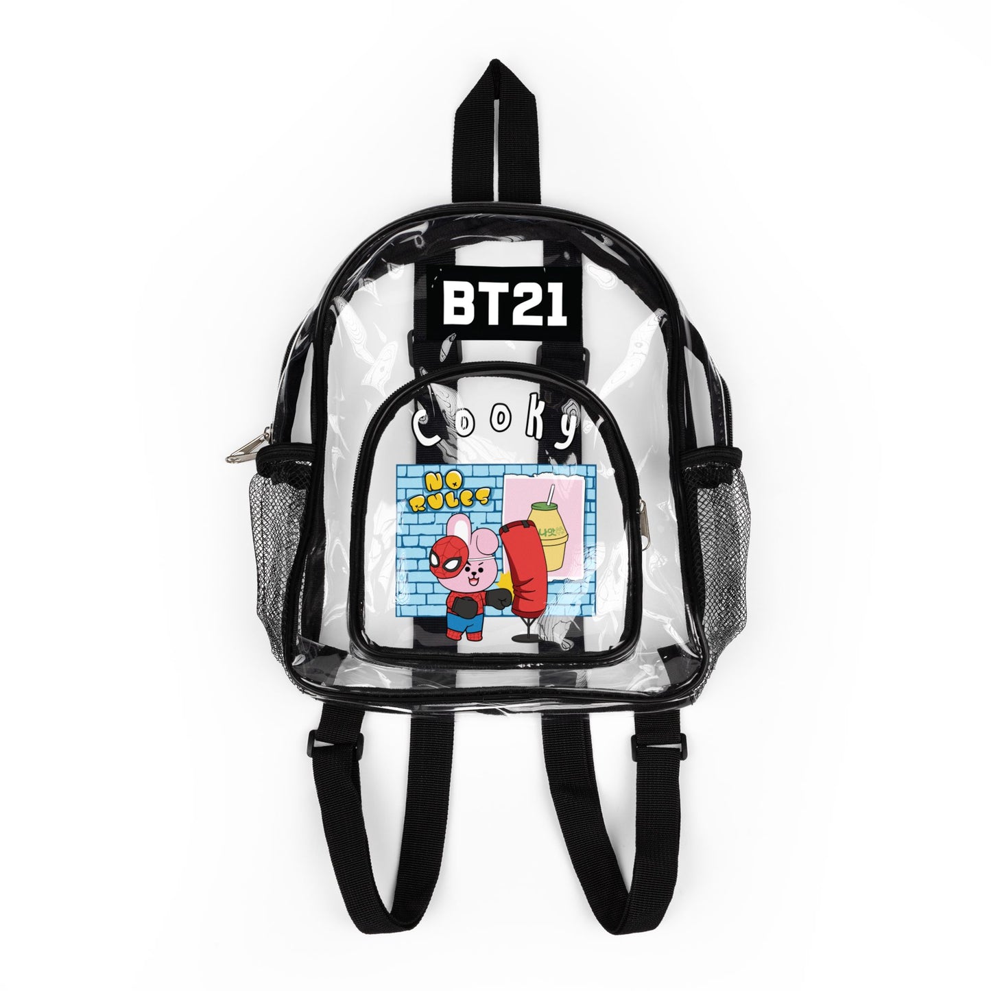 BT21 Cooky Clear Stadium Backpack Concert Bag (Fully Clear) — Stadium Approved