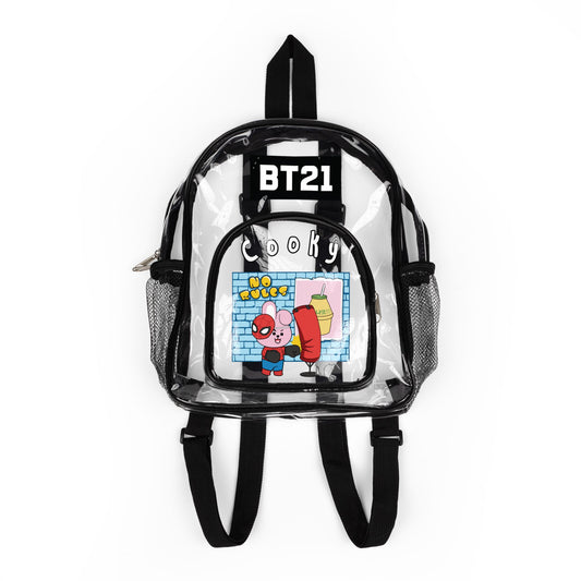 BT21 Cooky Clear Stadium Backpack Concert Bag (Fully Clear) — Stadium Approved