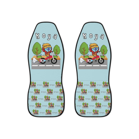 BT21 Koya Blue Car Seat Cover Single Pattern Combo Design - Identical Set of 2