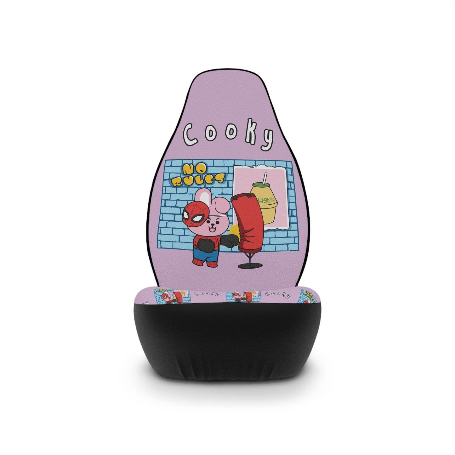 BT21 Cooky Purple Car Seat Cover Single Pattern Combo Design - Identical Set of 2