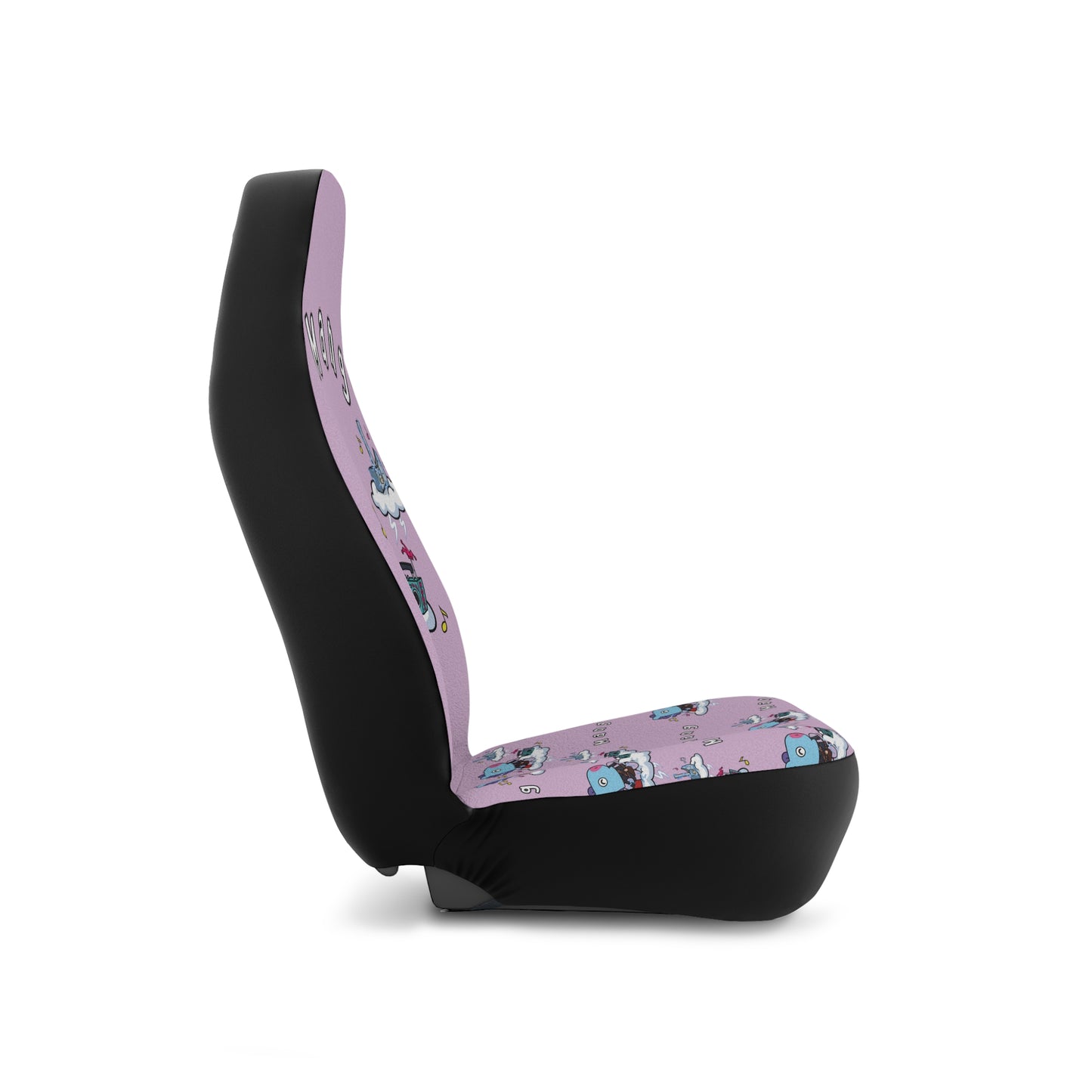 BT21 Mang Purple Car Seat Cover Single Pattern Combo Design - Identical Set of 2