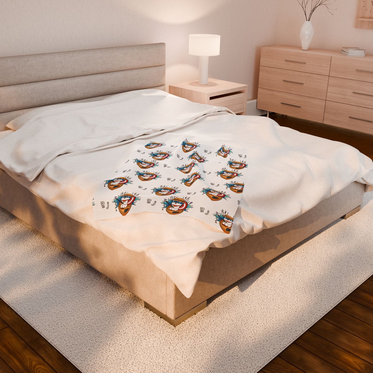 White RJ Blanket - BT21 Pattern Design