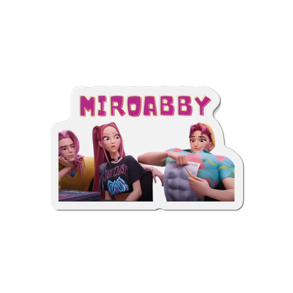 Kpop Demon Hunters Huntrix Mira Saja Boys Abby and Romance Miroabby Drawing Abs Magnet
