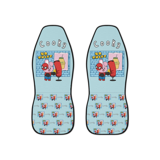 BT21 Cooky Blue Car Seat Cover Single Pattern Combo Design - Identical Set of 2