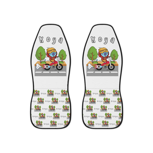 BT21 Koya White Car Seat Cover Single Pattern Design Combo - Identical Set of 2