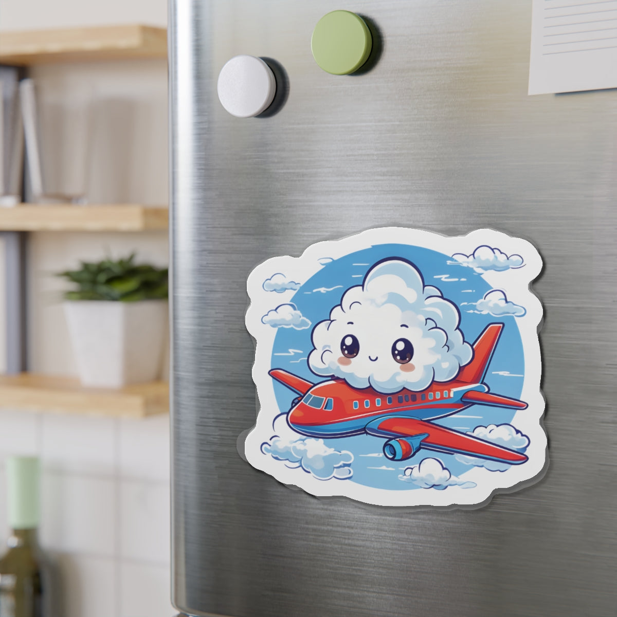 Cloud Riding an Airplane Travel Magnet - Cute & Random