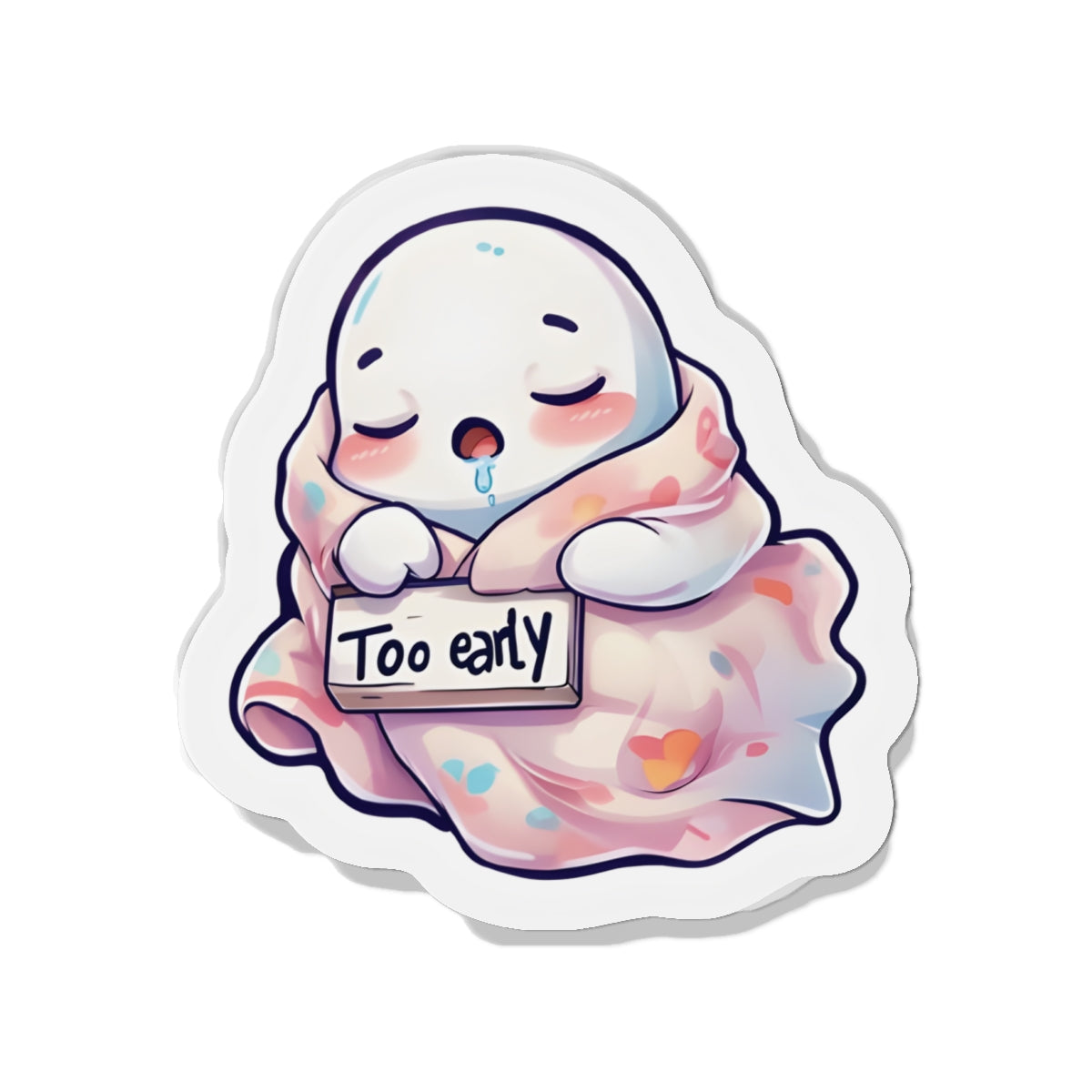 Sleeping Ghost Holding a Too Early Sign Magnet - Funny & Relatable