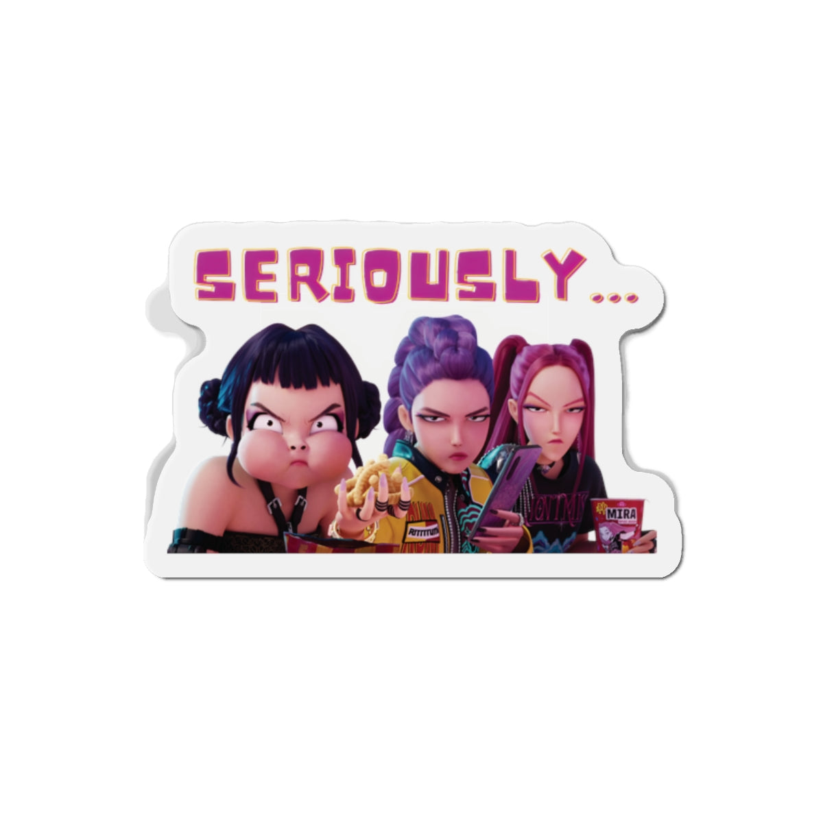 Kpop Demon Hunters Huntrix Rumi Mira Zoey Plane Snacking Interrupted Magnet