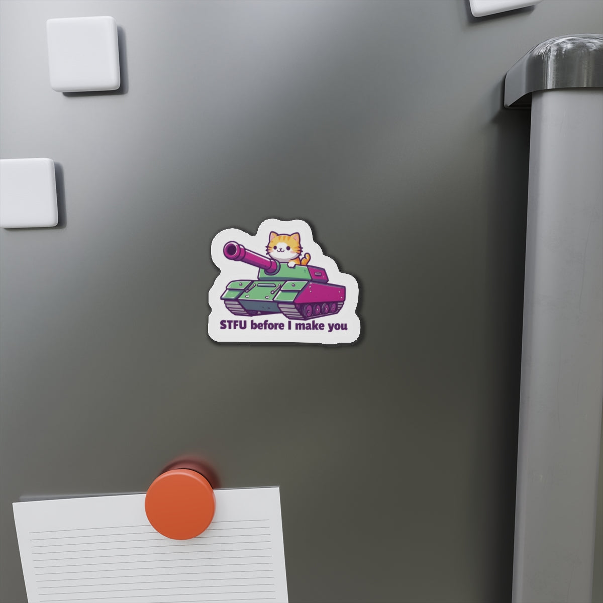 Cat Riding in a Tank Magnet - Funny & Relatable