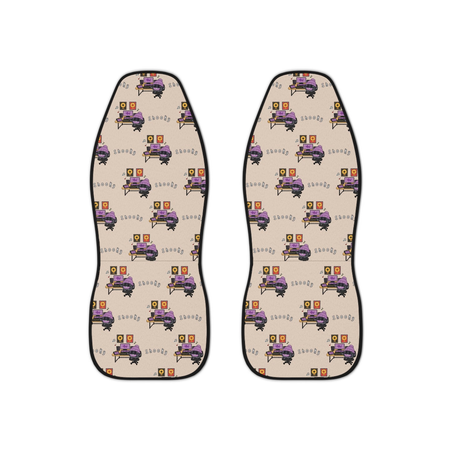 BT21 Shooky Beige Car Seat Cover Pattern Design - Identical Set of 2
