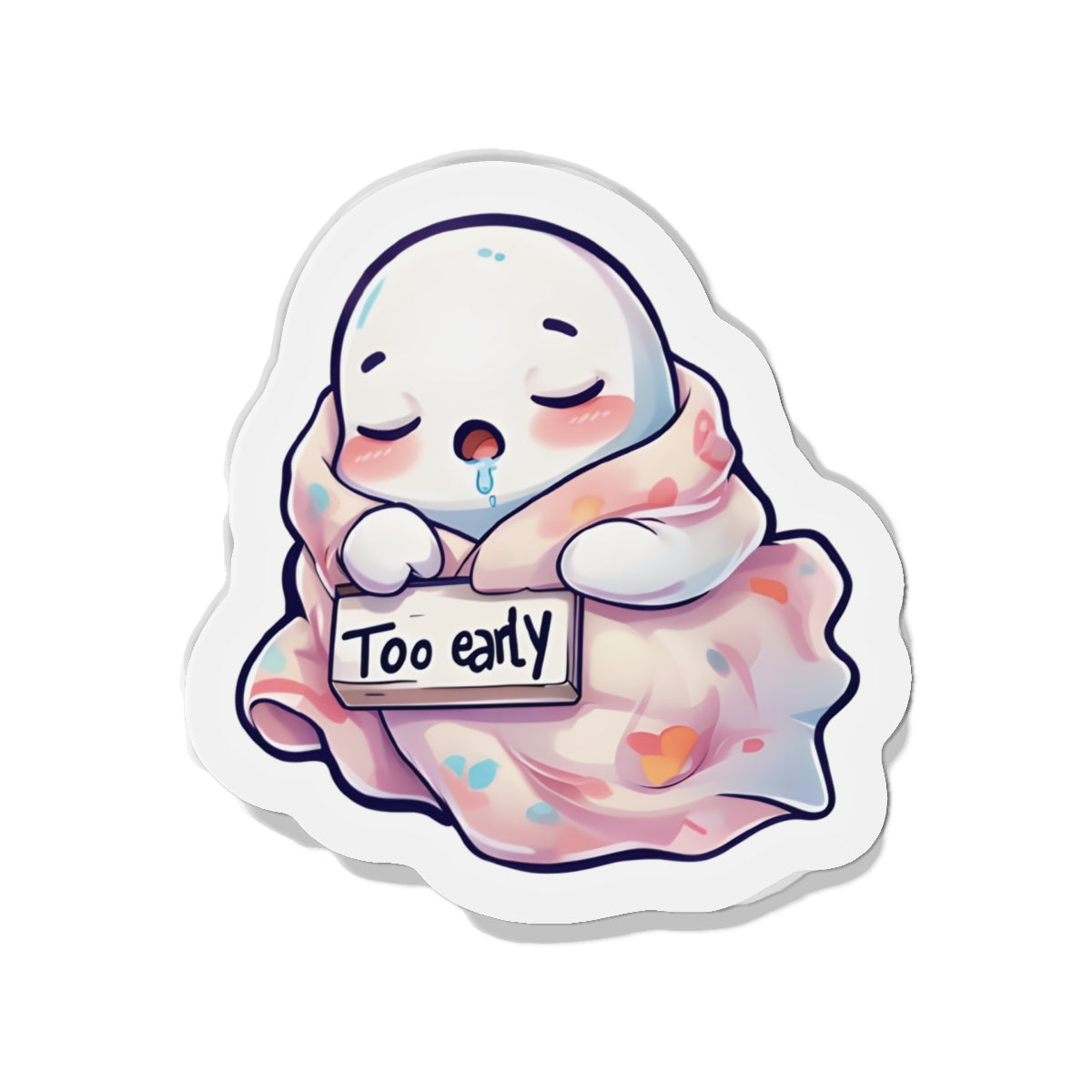 Sleeping Ghost Holding a Too Early Sign Magnet - Funny & Relatable