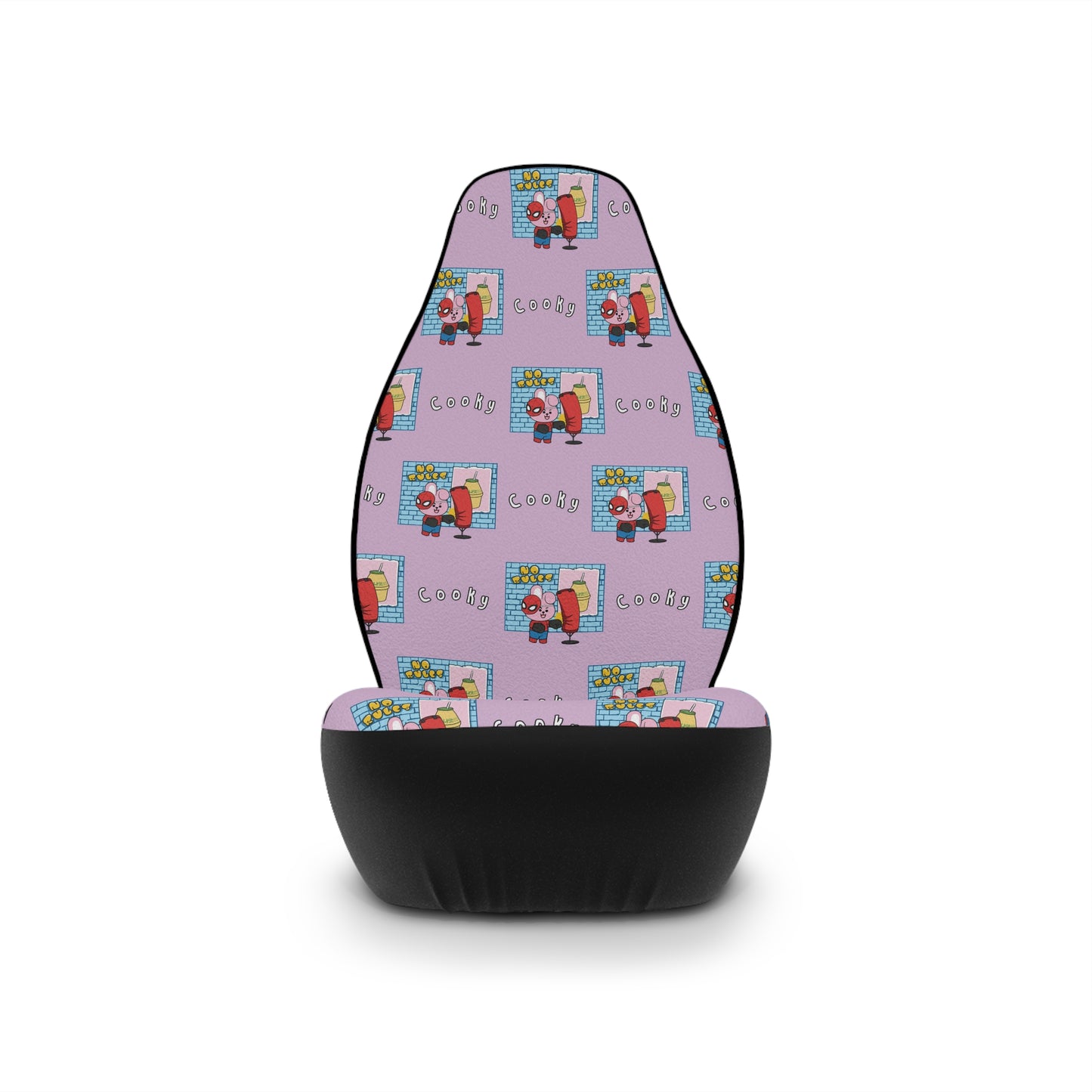 BT21 Cooky Purple Car Seat Cover Pattern Design - Identical Set of 2