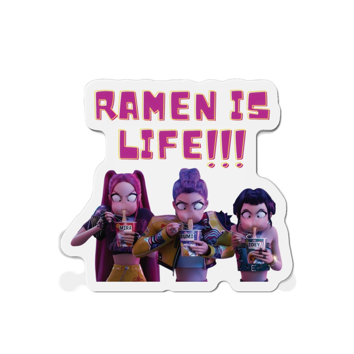 Kpop Demon Hunters Huntrix Rumi Mira Zoey Ramen Magnet