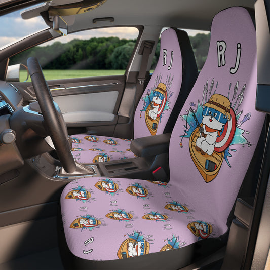 BT21 RJ Purple Car Seat Cover Single Pattern Combo Design - Identical Set of 2