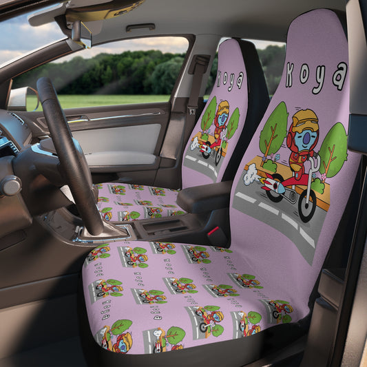 BT21 Koya Purple Car Seat Cover Single Pattern Combo Design - Identical Set of 2
