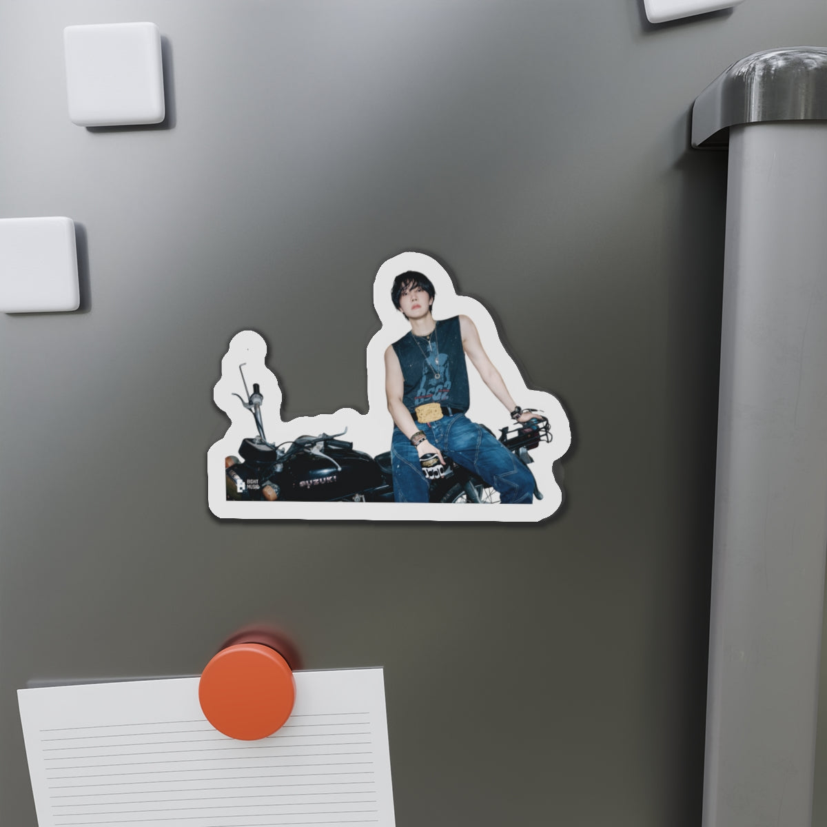 Jhope Killing It Girl Leaning Against Motorcycle Magnet