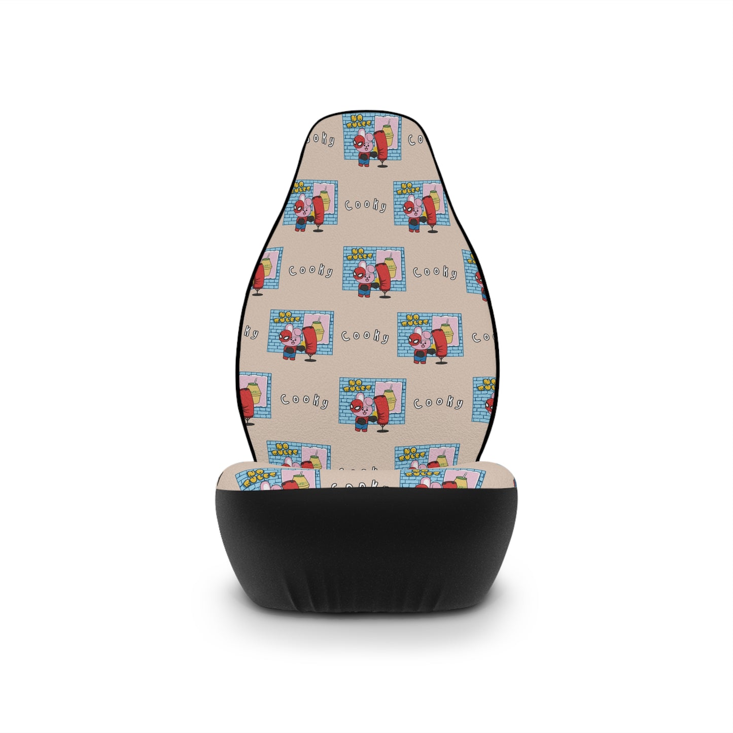 BT21 Cooky Beige Car Seat Cover Pattern Design - Identical Set of 2