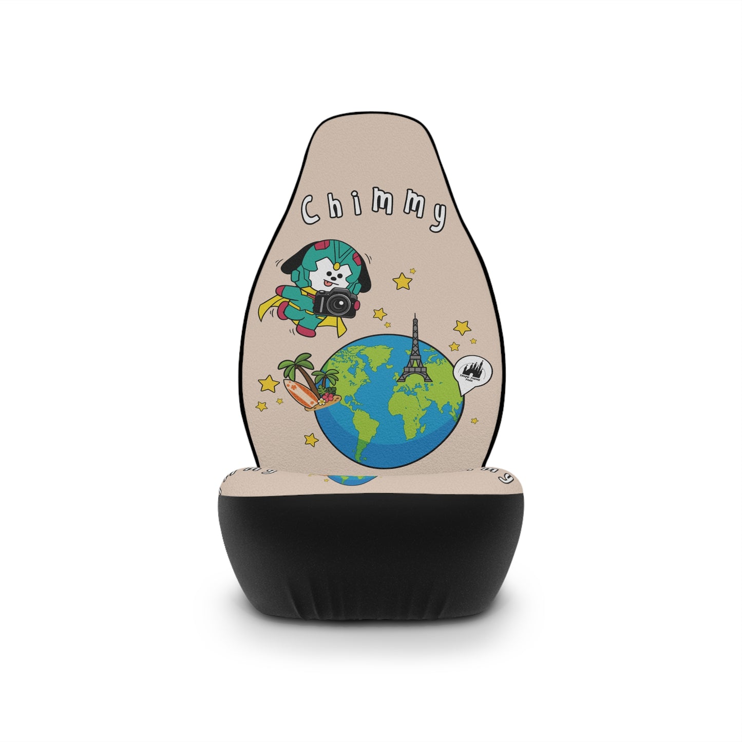 BT21 Chimmy Beige Car Seat Cover Single Pattern Combo Design - Identical Set of 2