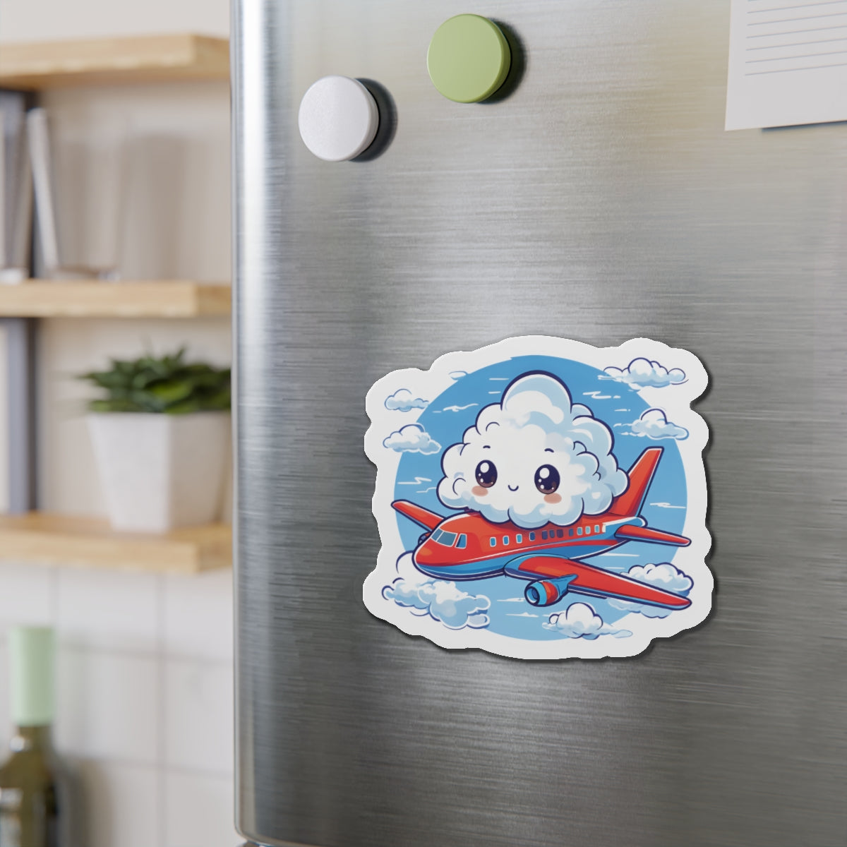 Cloud Riding an Airplane Travel Magnet - Cute & Random