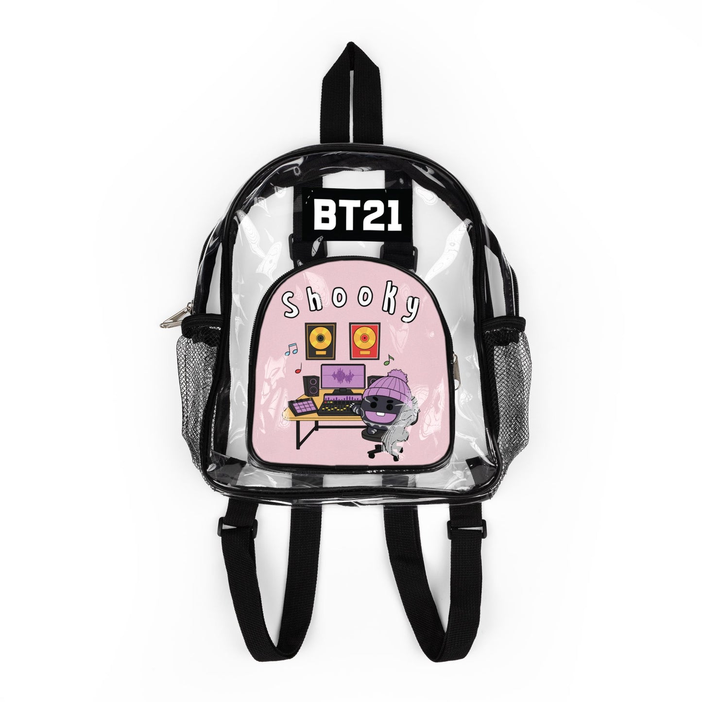 BT21 Shooky Clear Stadium Concert Bag With Pink Background