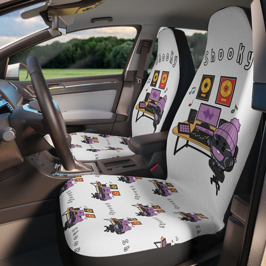 BT21 Shooky White Car Seat Cover Single Pattern Combo Design - Identical Set of 2