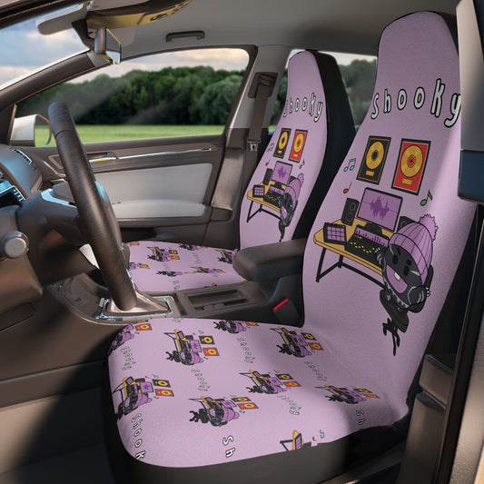 BT21 Shooky Purple Car Seat Cover Single Pattern Combo Design - Identical Set of 2