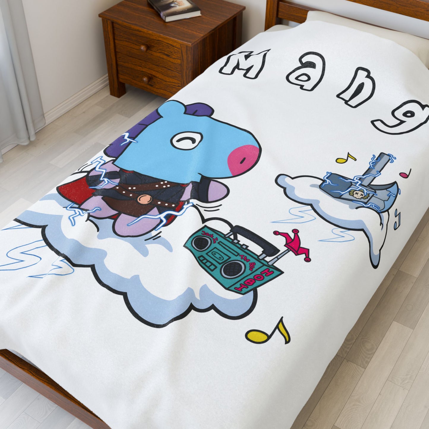 White Mang Blanket - BT21 Single Design