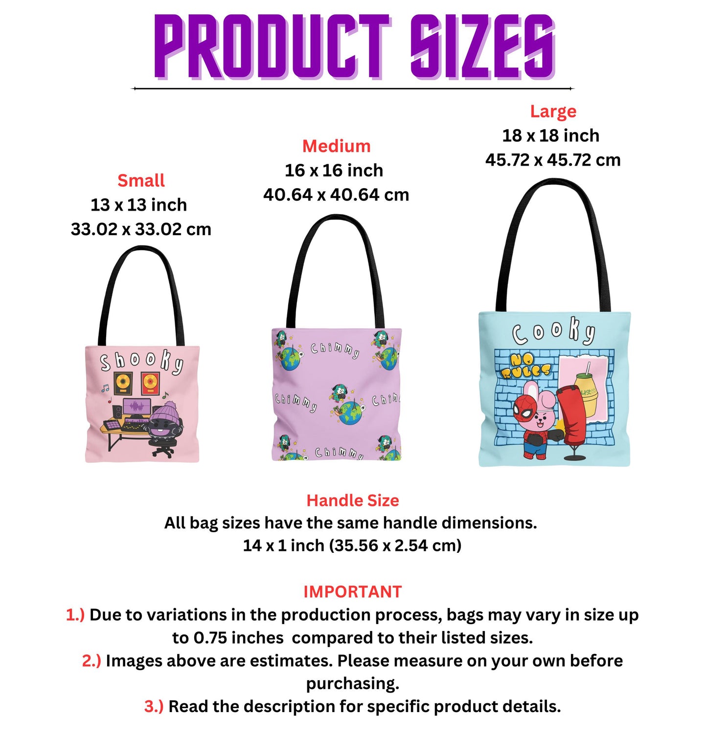 BT21 Mang Purple Tote Bag Pattern Design