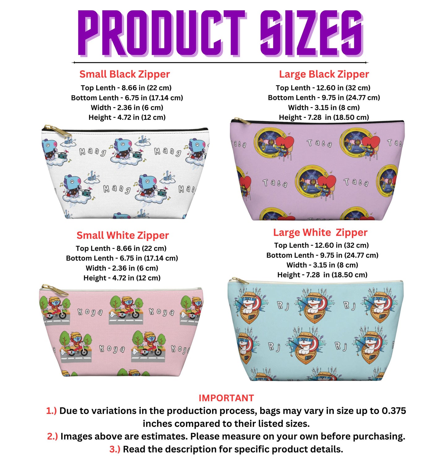 BT21 Tata Blue Pattern Travel Bag