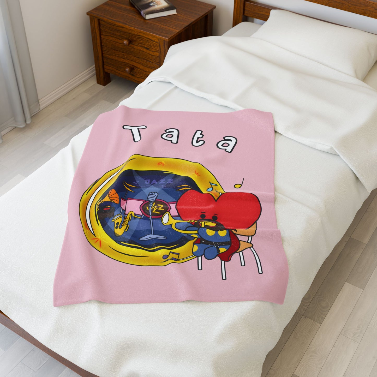 Pink Tata Blanket - BT21 Single Design