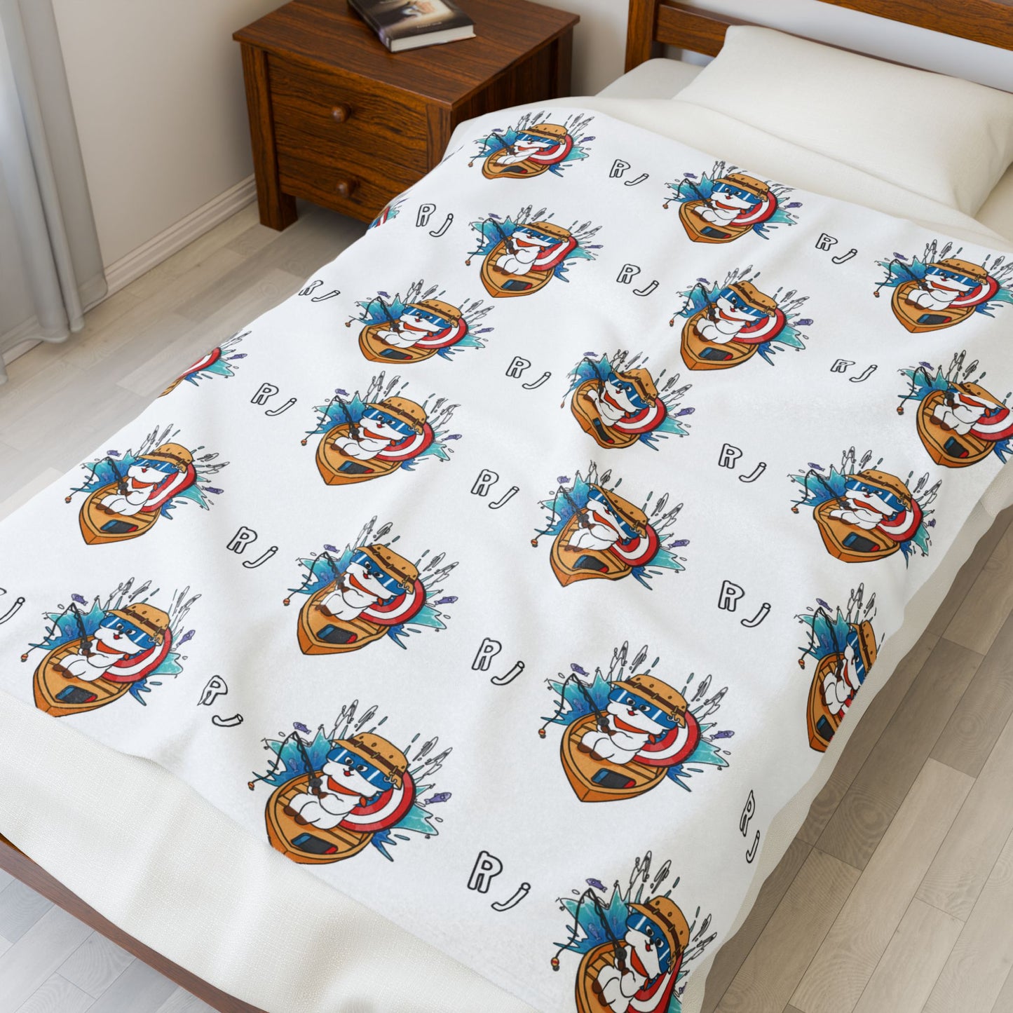 White RJ Blanket - BT21 Pattern Design