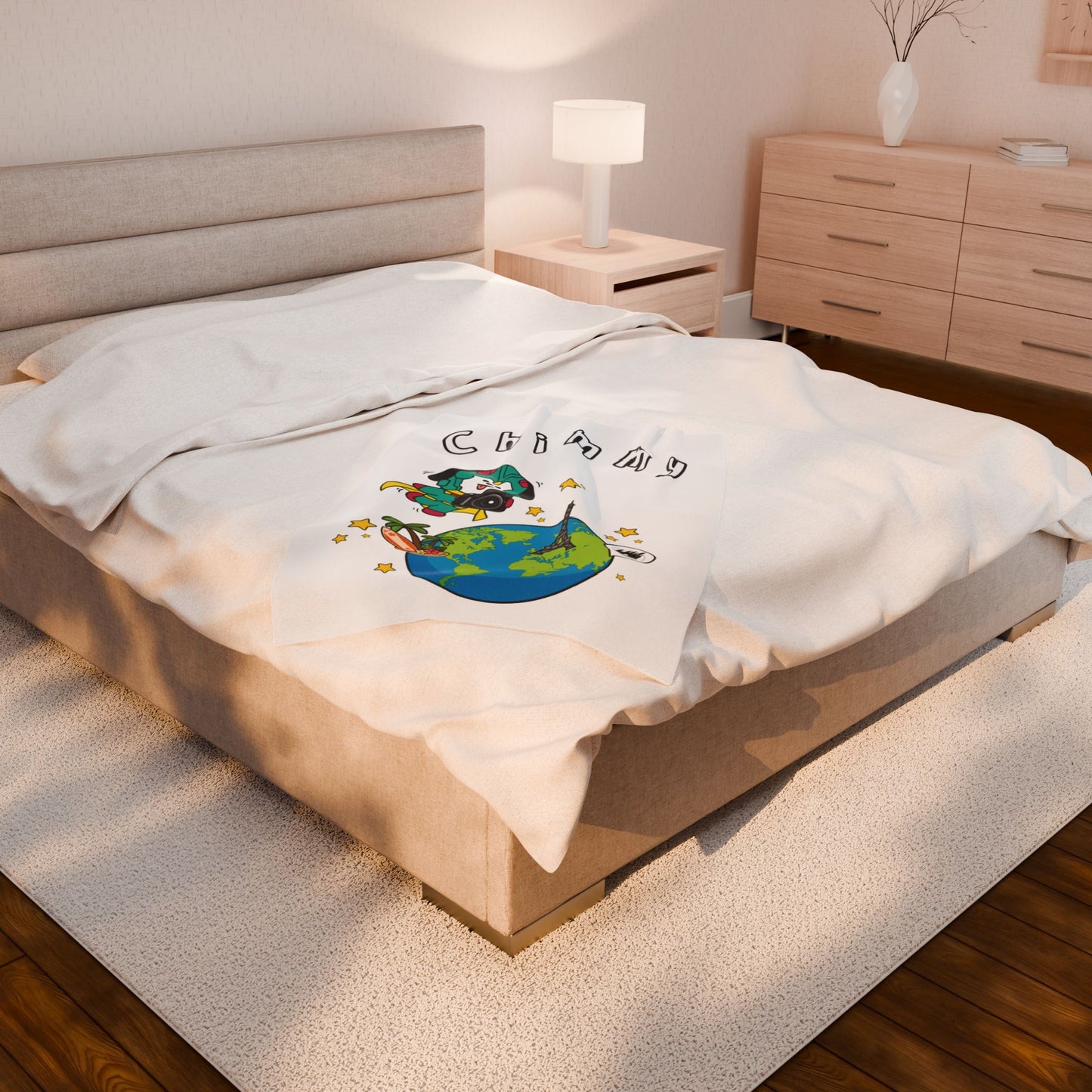 White Chimmy Blanket - BT21 Single Design