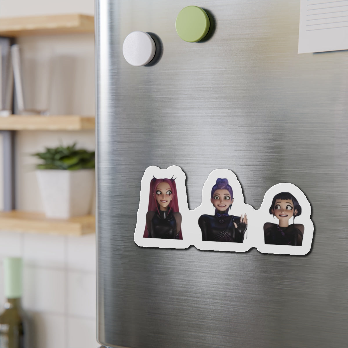 Kpop Demon Hunters Huntrix Rumi Mira Zoey Black Leather Outfit Magnet